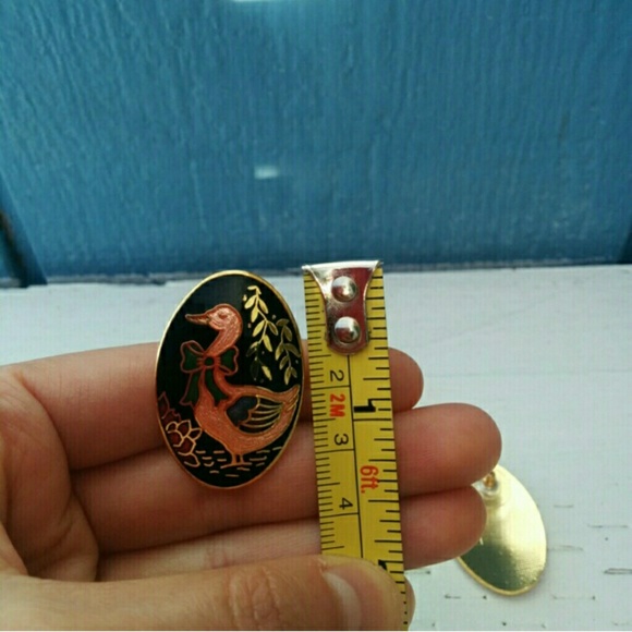 Cloisonne Geese Earrings - Picture 3 of 6